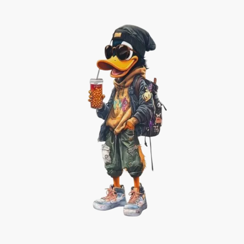 Cool Cartoon Duck with Sunglasses Cotton Tote Bag
