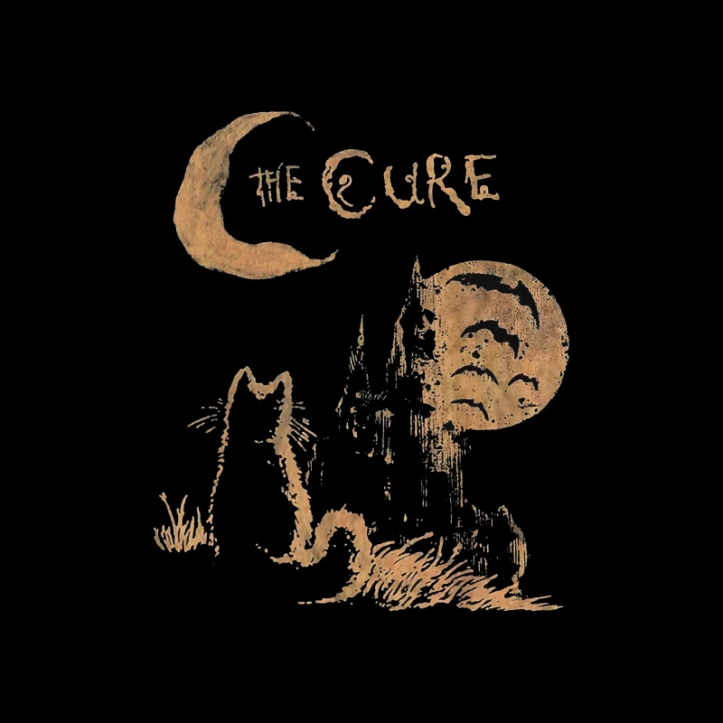 The Cure Gothic Band Logo with Moonlit Ghost Mouse Pad