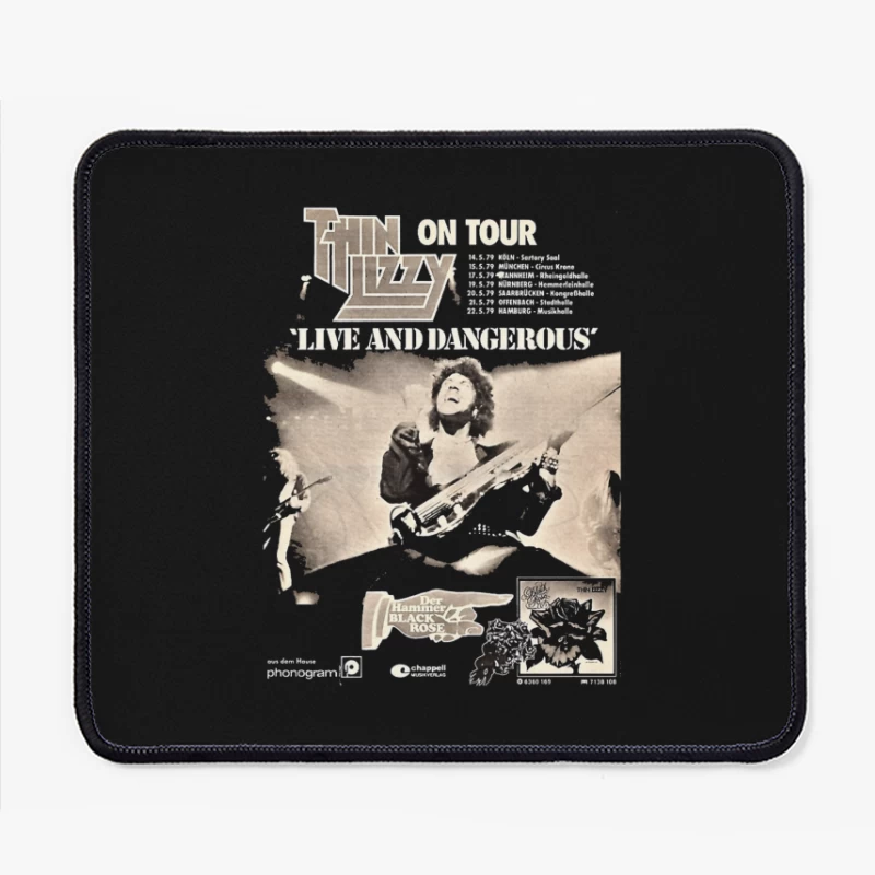 Vintage Thin Lizzy "Live and Dangerous" Tour Concert Poster Mouse Pad