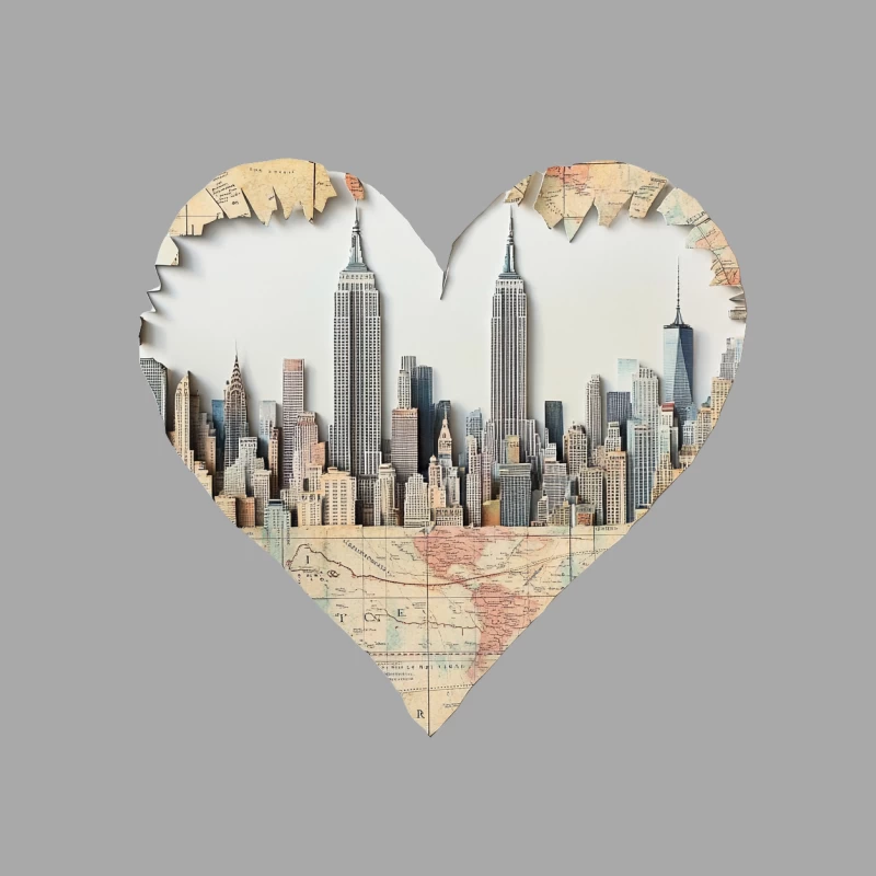 New York City Skyline Heart: Urban Architecture and Map Fusion Male Pullover Hoodie