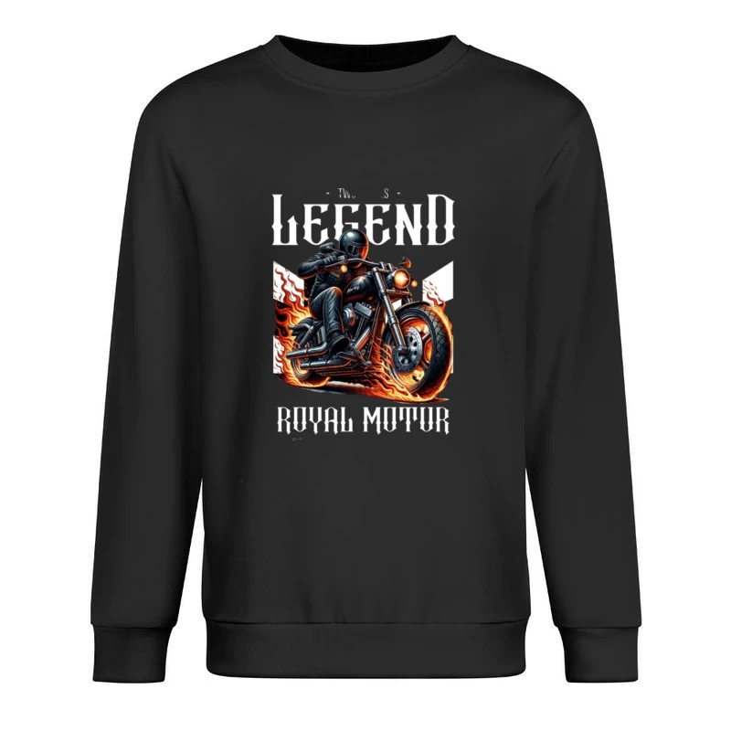 Legendary Flaming Royal Motor Black Motorcycle Illustration Male Pullover Sweatshirt