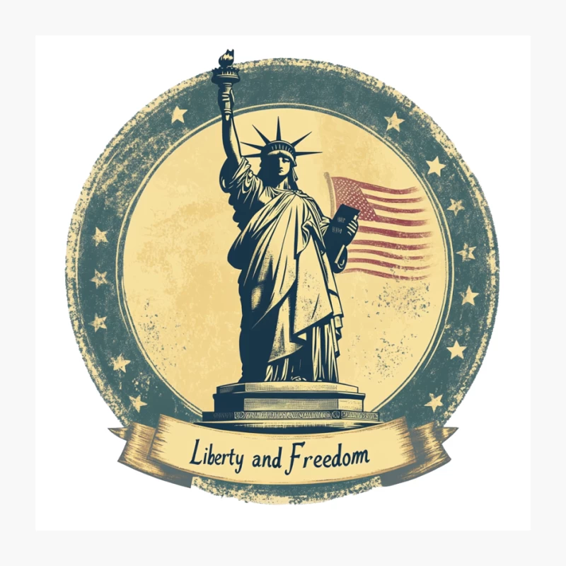 Vintage Patriotic Emblem: Statue of Liberty and American Freedom Pin