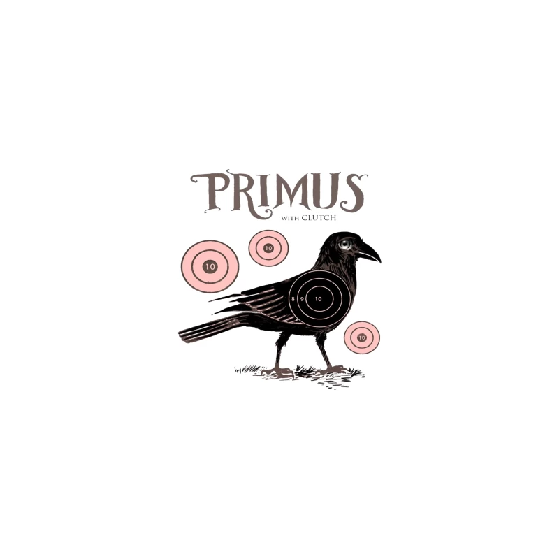 Vintage-Style Primus Concert Poster with Crow and Target Designs Desk Mat