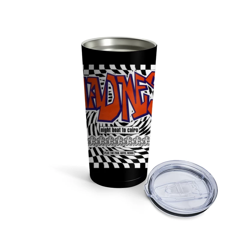 Madness - Night Boat to Cairo Album Cover with Checkerboard Design Travel Mug