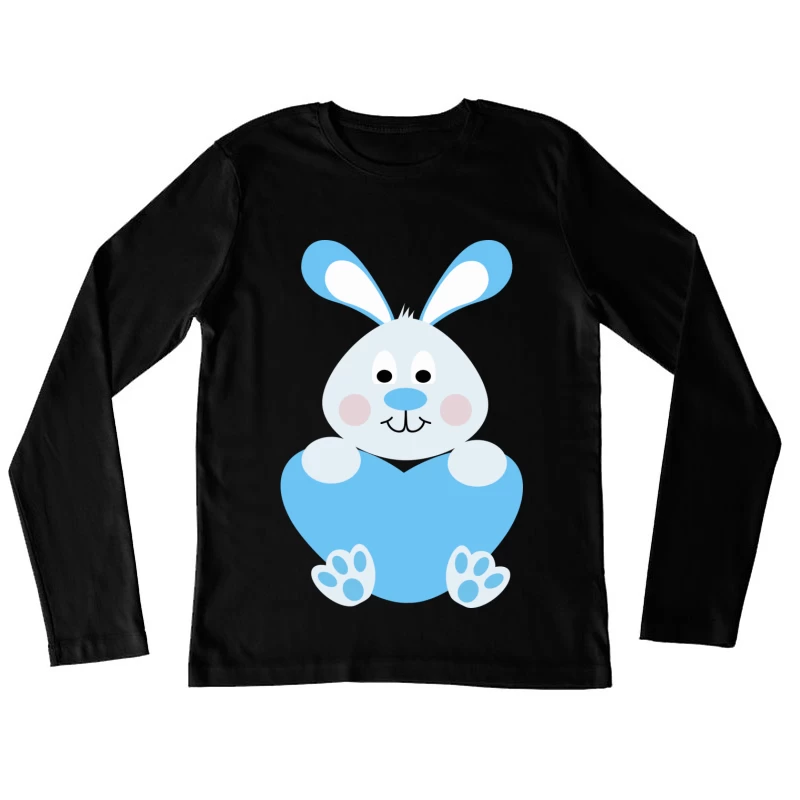 Lapin Bleu avec Coeur Femme Manches Longues T-Shirt