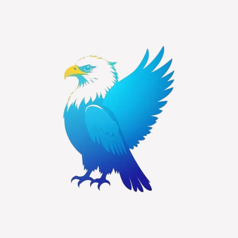 Majestic Blue Gradient Eagle Illustration Male T-Shirt