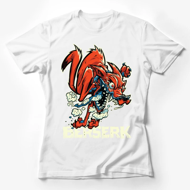 Aggressive Cartoon Wolf Berserk Art Female T-Shirt