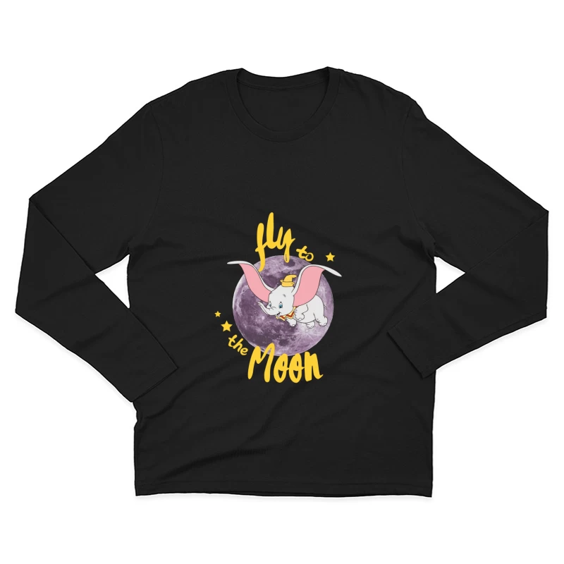 Flieg zum Mond mit dem fliegenden Elefanten Herren Langarm T-Shirt