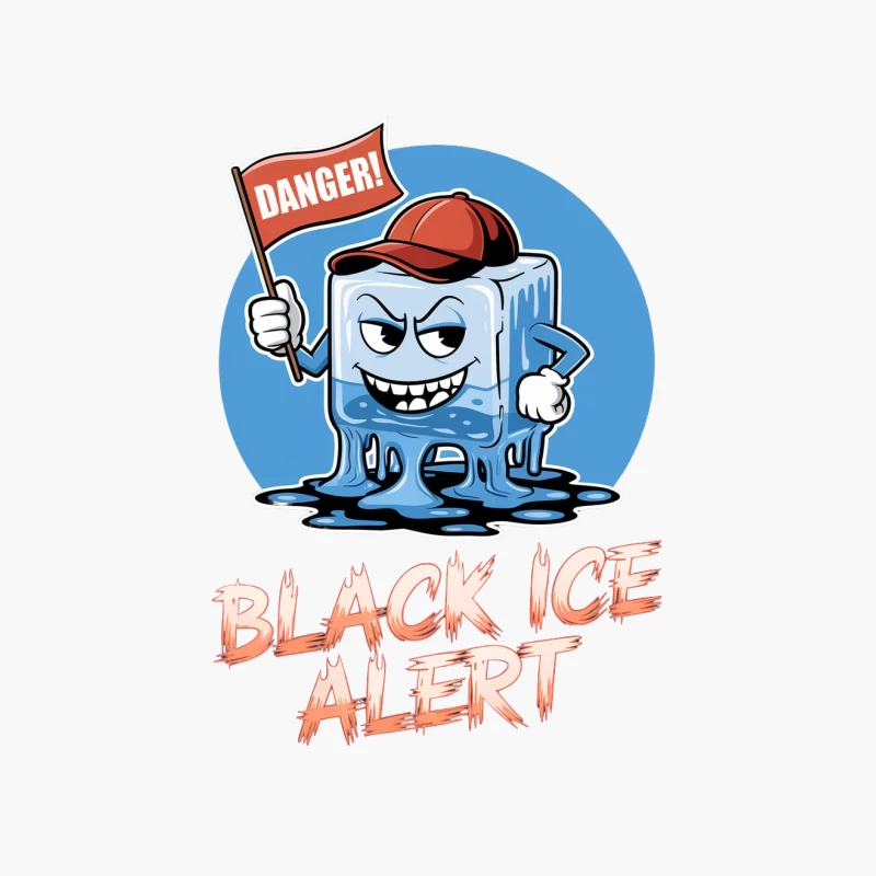 Cartoon Warning Character for Black Ice Danger in Winter Cotton Tote Bag
