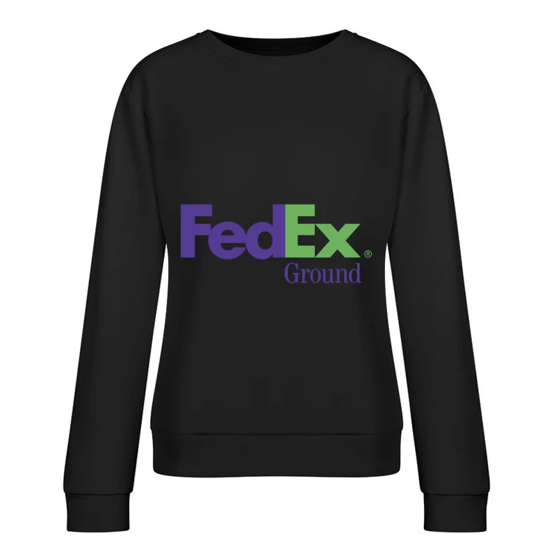 FedEx Ground Corporate Logo - Purple and Green Shipping Company Design Female Pullover Sweatshirt