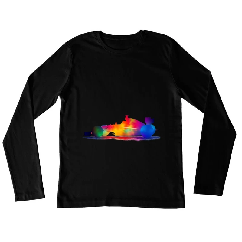 Colorful Abstract Race Car Silhouette Female Long Sleeve T-Shirt