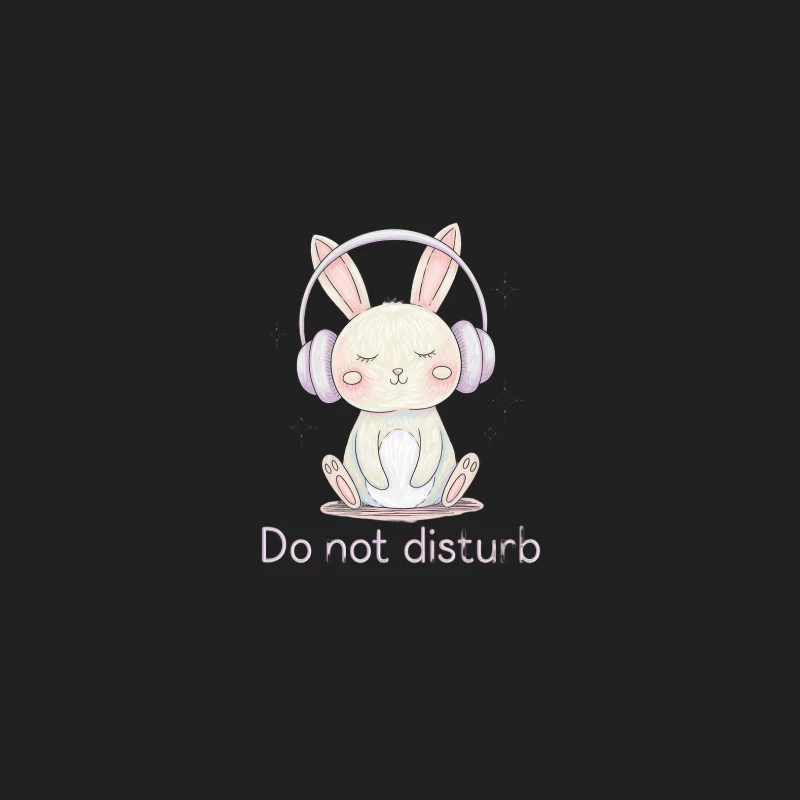 Adorable Cartoon Bunny Relaxing with Headphones: Do Not Disturb Bucket Hat
