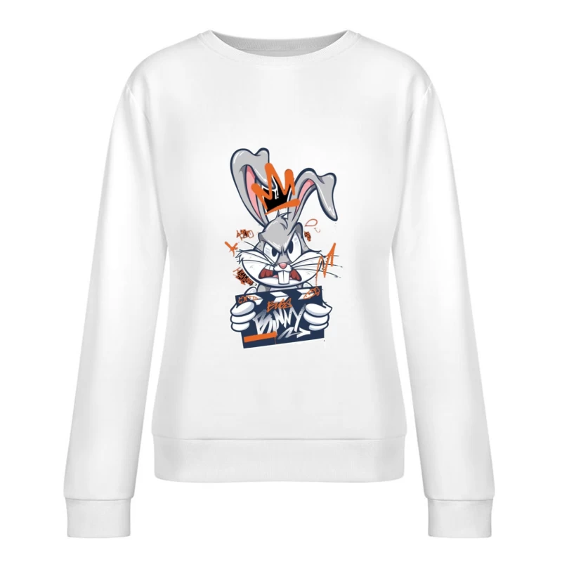 Graffiti-Hase mit Krone Damen Pullover Sweatshirt