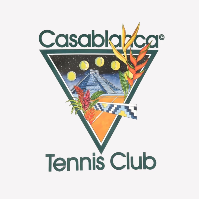 Casablanca Tennis Club Tropical Retro Logo with Mayan Motif Female T-Shirt