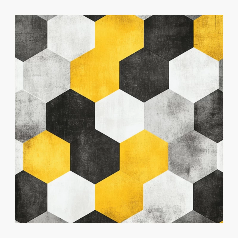 Modern Geometric Hexagon Pattern in Yellow, Gray, and White Pin