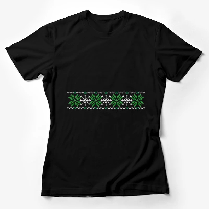 Motif de flocons de neige vert et blanc Femme T-Shirt