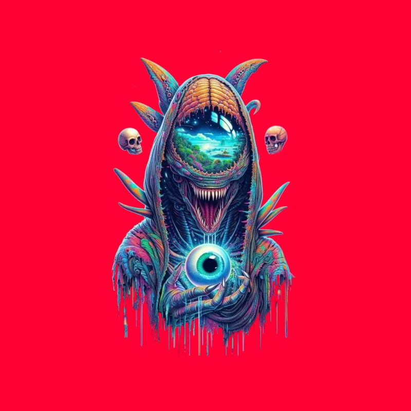Surreal Cosmic Monster in Vibrant Colors Mouse Pad