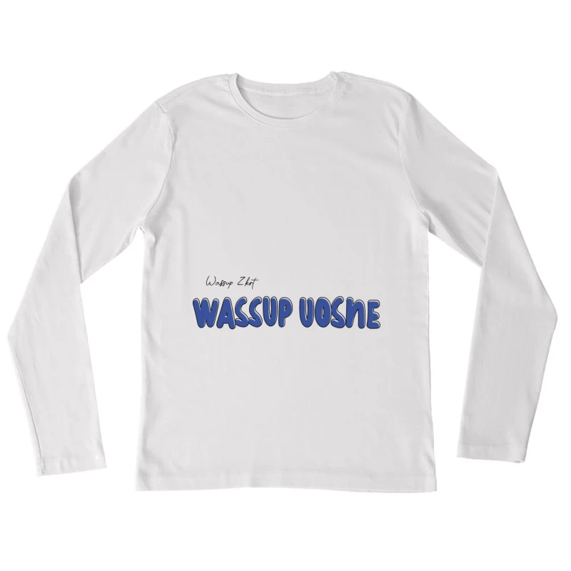 Moderne Schrift auf Blau Damen Langarm T-Shirt