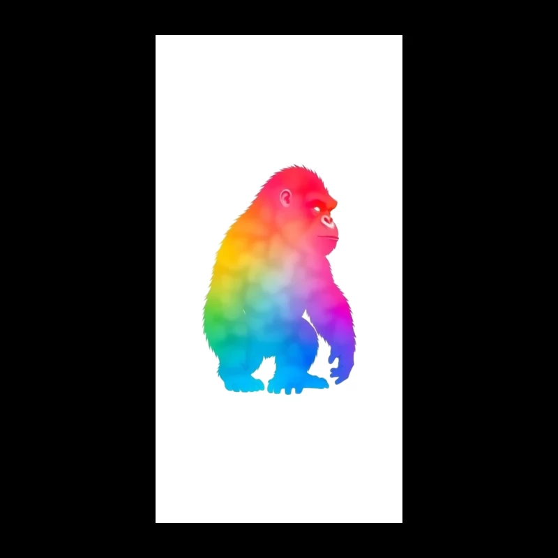 Rainbow Gradient Gorilla Silhouette Art iPhone Case