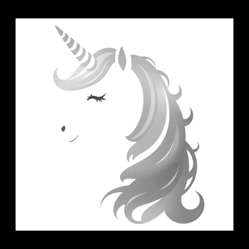 Minimalist Grayscale Unicorn Fantasy Illustration Throw Pillow