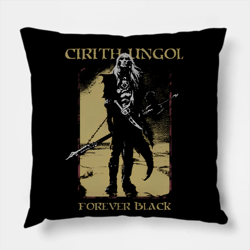 Cirith Ungol Forever Black Throw Pillow