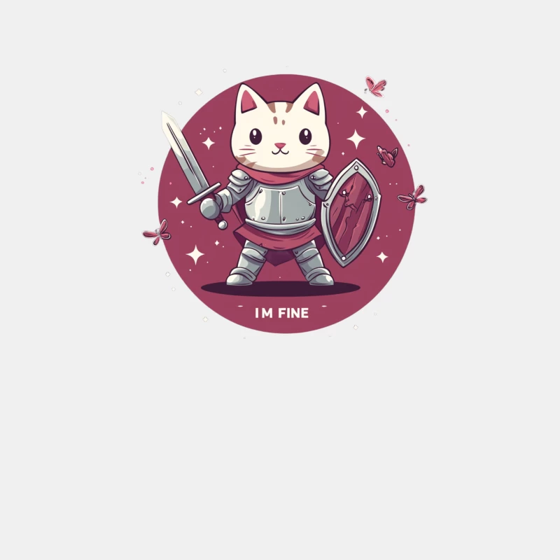 Cute Armored Cat Knight with Sword and Shield on Pink Background Male Tank Top