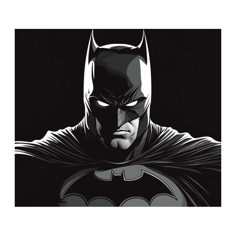 Dark Knight: Batman's Iconic Silhouette in Black and White Tapestry