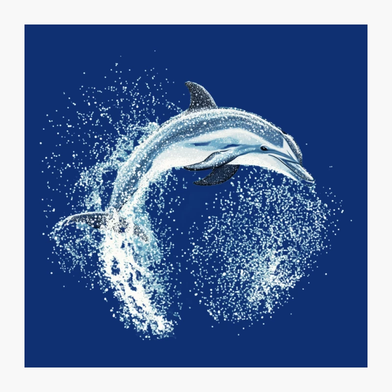 Artistic Blue Dolphin Leaping in Ocean Splash Pin