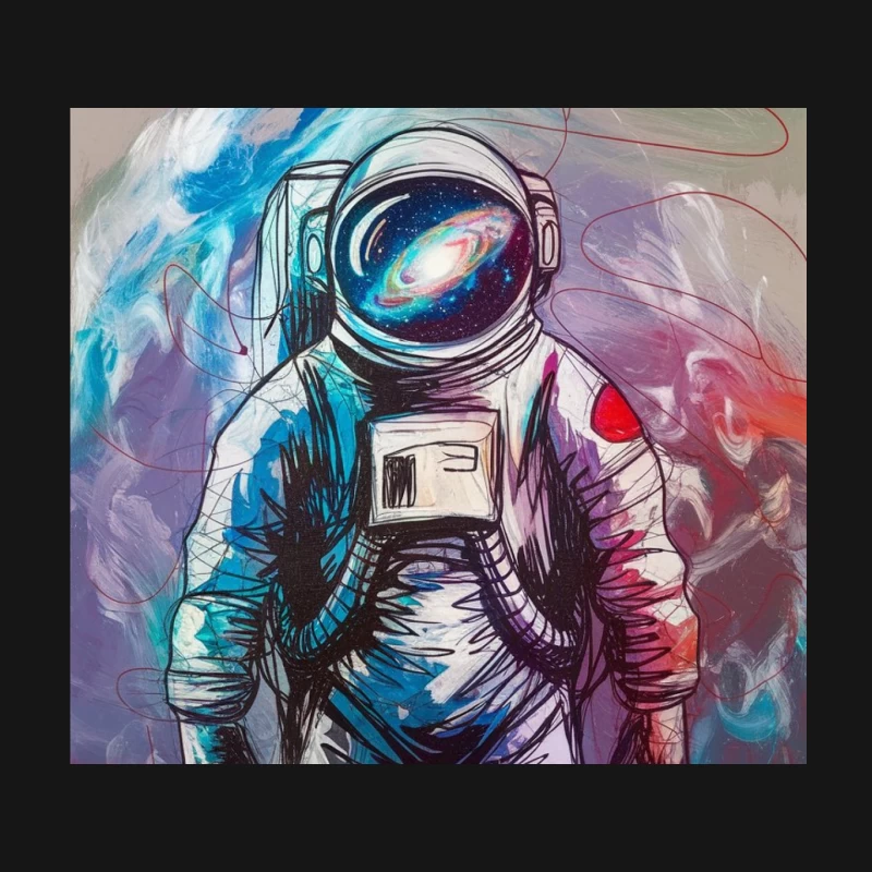Cosmic Explorer: Astronaut's Artistic Journey Through Space Mouse Pad