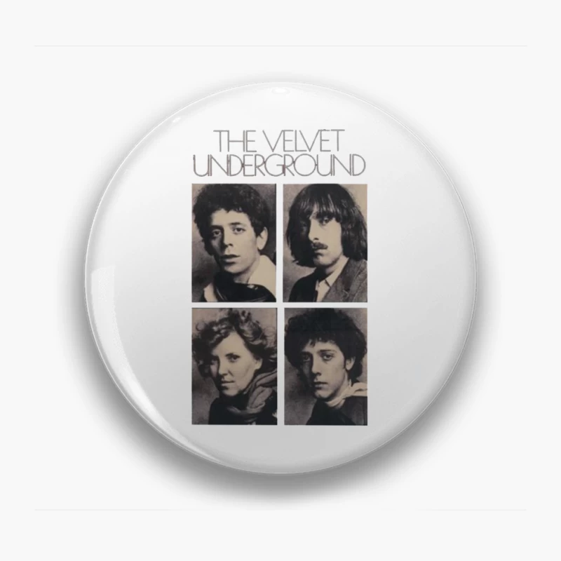 Vintage Black and White Portrait Collection of The Velvet Underground Band Members Pin