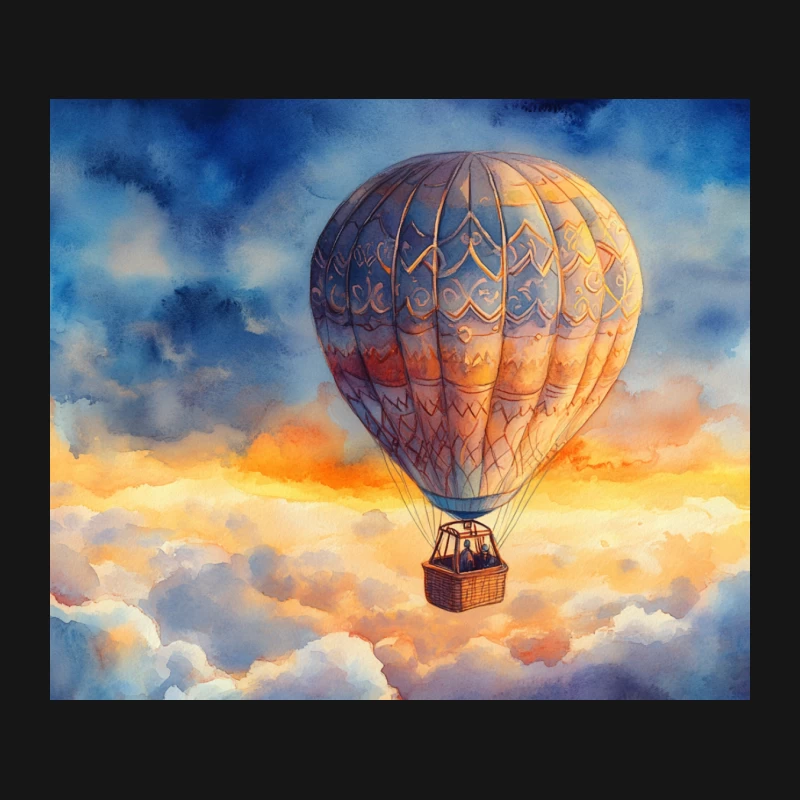 Dreamy Hot Air Balloon Soaring Through Colorful Sunset Clouds Mouse Pad