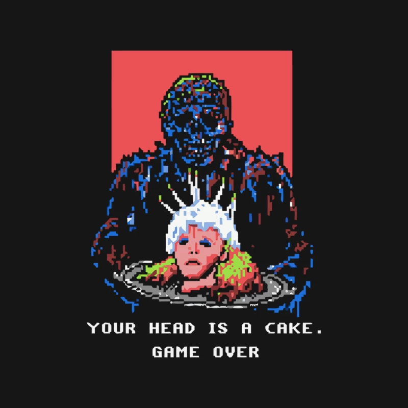 Pixelated Surreal Portrait with Meat and Text Mouse Pad