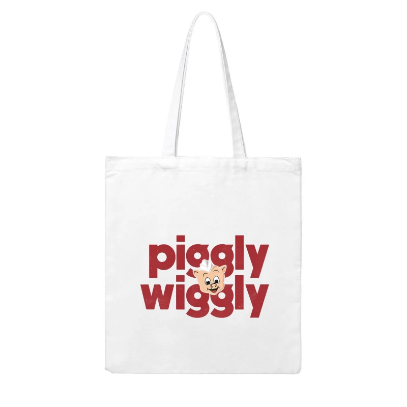 Vintage Piggly Wiggly Supermarket Logo with Cartoon Pig Cotton Tote Bag