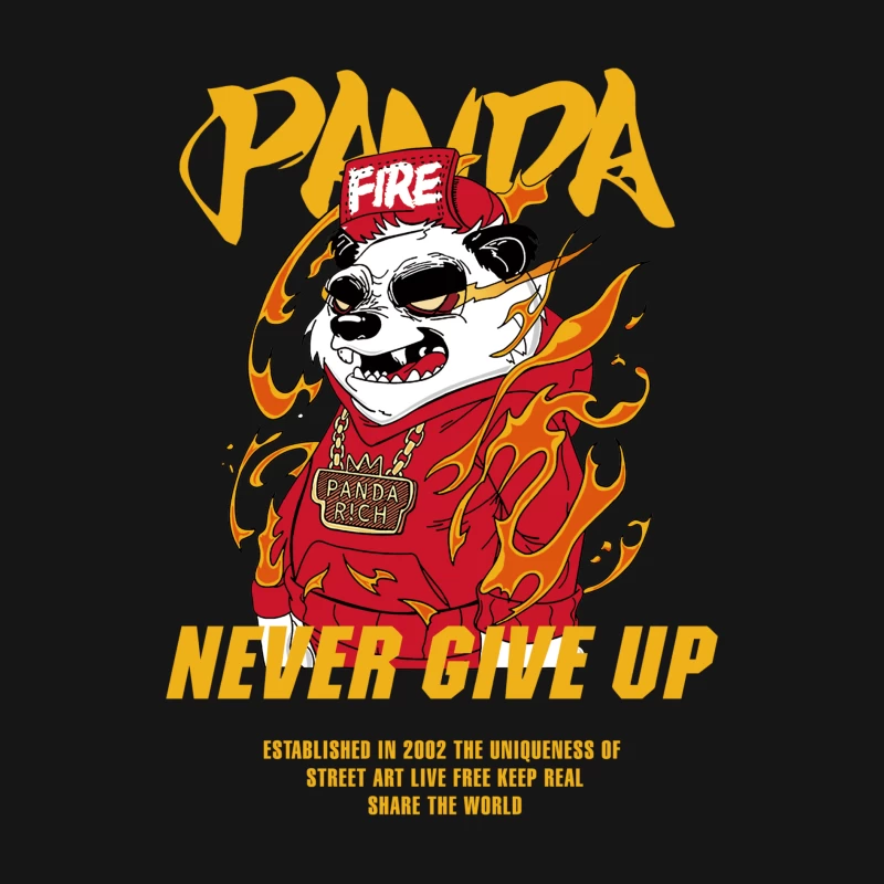 Feuriger Panda-Motivationsdruck Herren Langarm T-Shirt