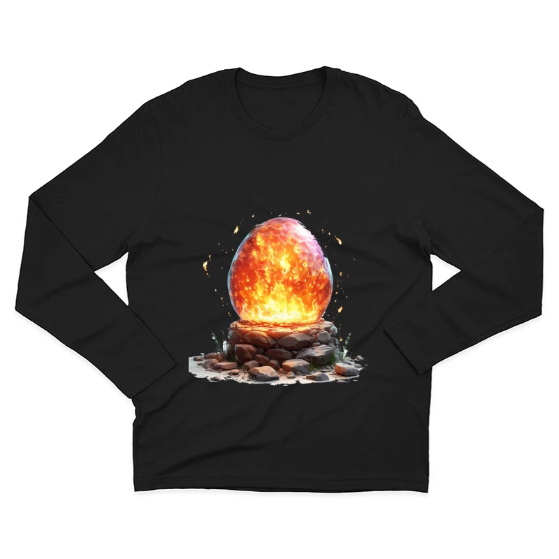 Mystical Fire Orb on Ancient Stone Altar Male Long Sleeve T-Shirt