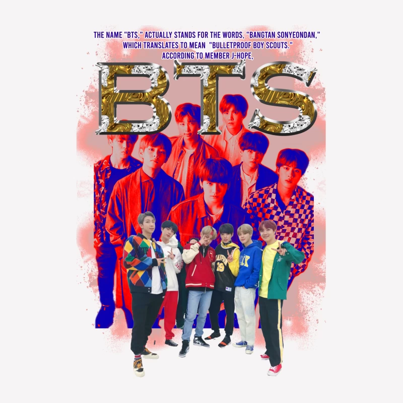 BTS Group Members and Name Meaning Male T-Shirt