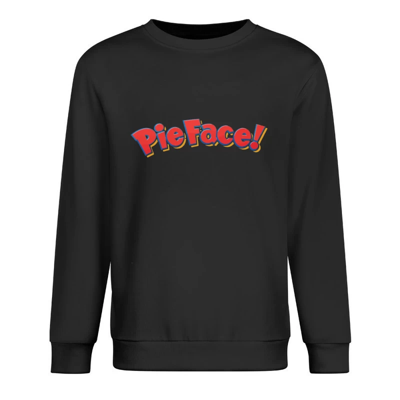 Pie Face Classic Game Logo in Red Cartoon Letters Male Pullover Sweatshirt