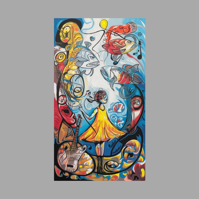 Surreal Musical Aquarium: A Colorful Abstract Composition Female Pullover Hoodie