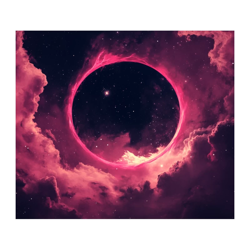 Surreal Pink Cosmic Eclipse in Nebula-filled Space Tapestry