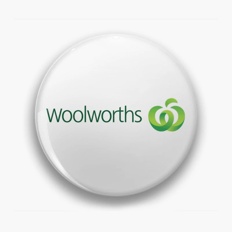 Woolworths Supermarket Chain Logo with Green Apple Design Pin