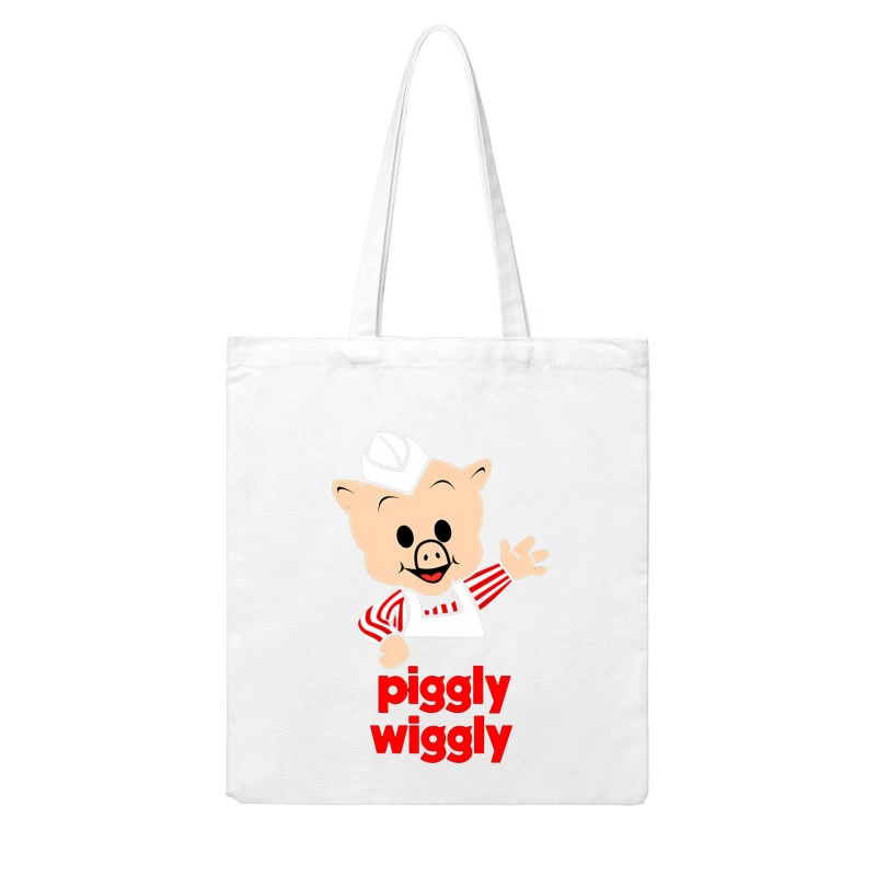 Piggly Wiggly Grocery Store Cartoon Pig Mascot Logo Cotton Tote Bag