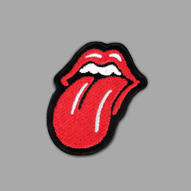 Iconic Rolling Stones Tongue Logo Embroidered Patch Female Pullover Hoodie