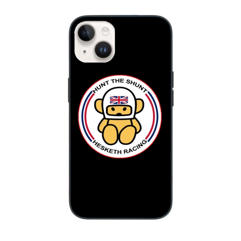 Hesketh Racing "Hunt the Shunt" Retro Motorsport Logo with British Bear Mascot iPhone Case