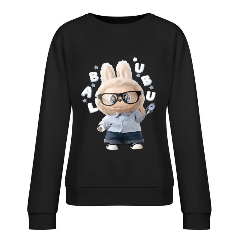Kuscheliger Hase mit Brille und Mikrofon Damen Pullover Sweatshirt