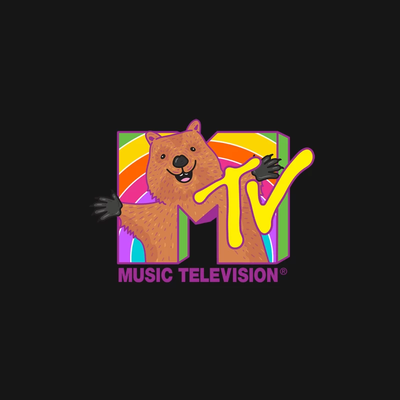 Kreatives MTV-Logo mit Bär und Regenbogen Herren Langarm T-Shirt