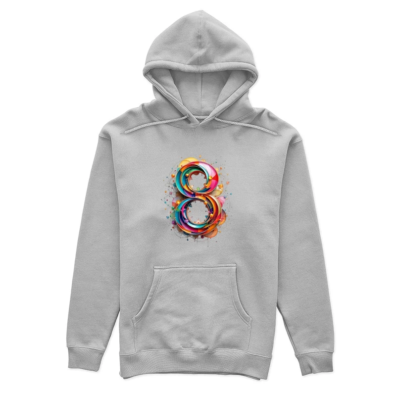 Abstract Colorful Number 8 Digital Art Design Female Pullover Hoodie