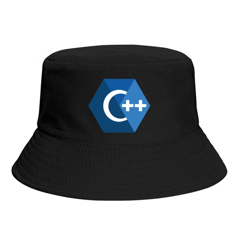 C++ Programming Language Logo in Blue Hexagon Design Bucket Hat