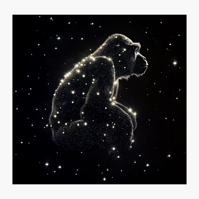 Celestial Ape: Starry Primate Constellation in the Night Sky Throw Pillow