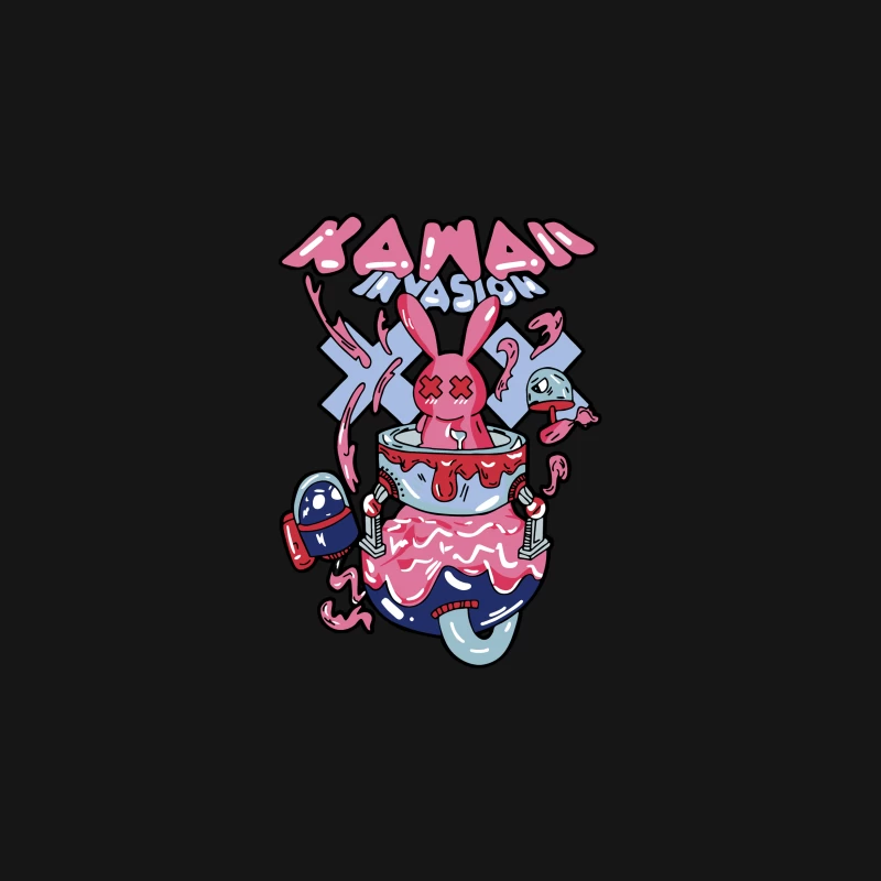 Kawaii-Invasion mit Hasenroboter Herren T-Shirt