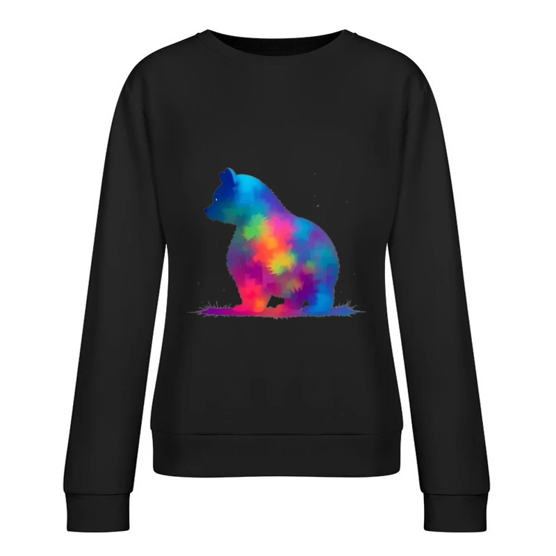 Rainbow Watercolor Bear Silhouette Art Female Pullover Sweatshirt